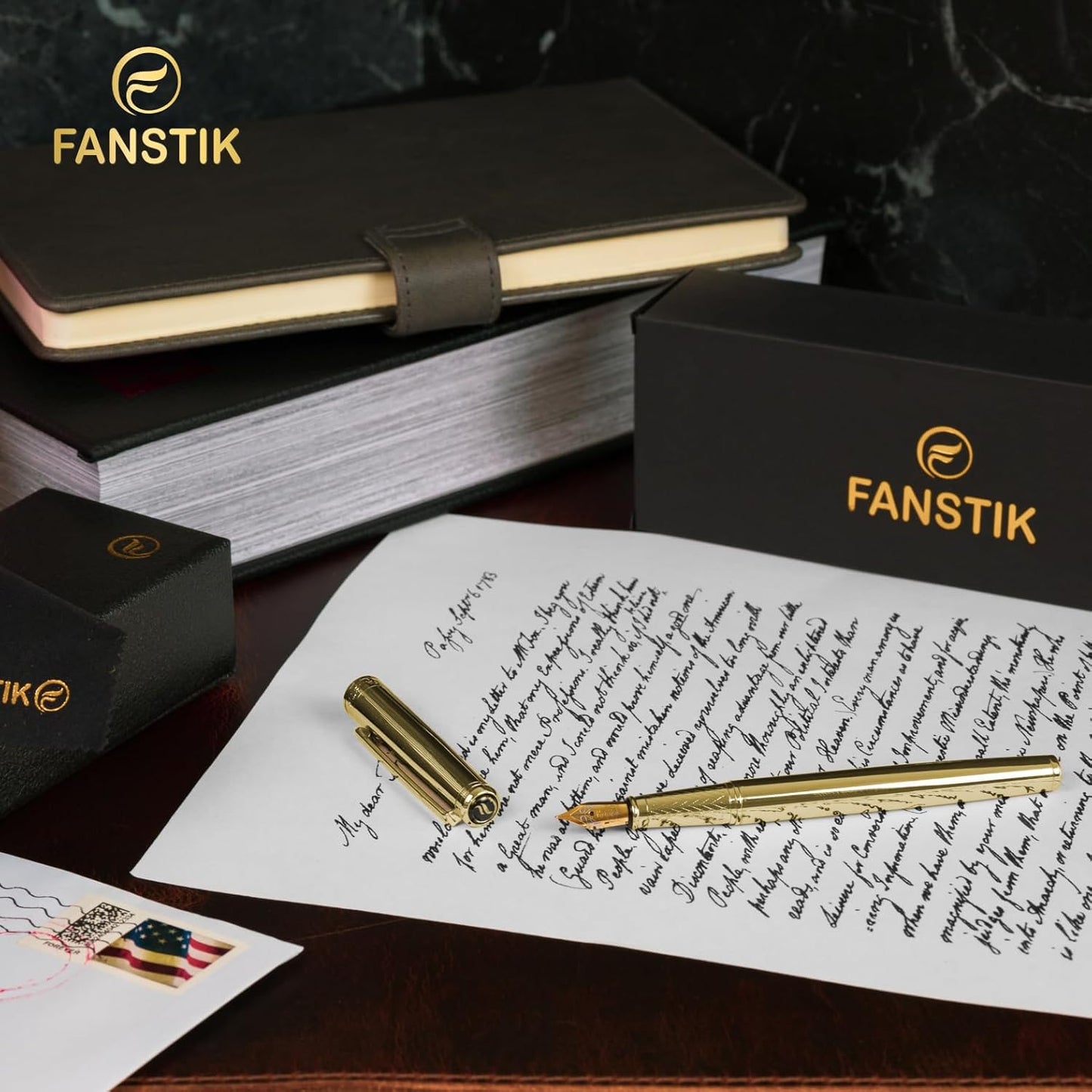 Gold Luxury fountain pen (Made In USA) fancy gift set for women, Real 24K Gold Plating, Professional executive pen gift set for men (Lux fountain Gld)