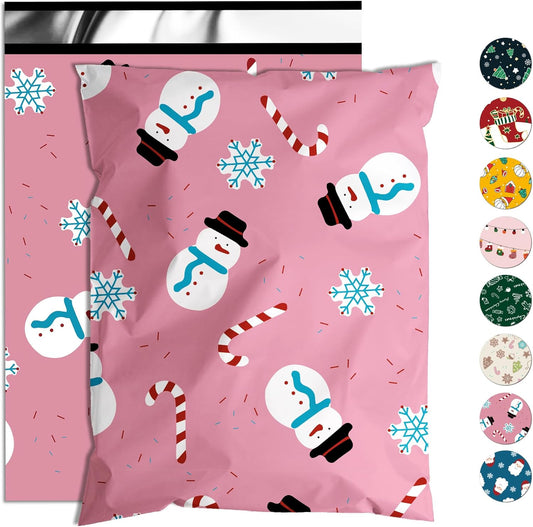 Christmas Poly Mailer 6x9 Inch 100 Pcs, Waterproof Shipping Bags for Clothing, Tear-Resistant Mailier, Strong Mailing With Self-Seal - Snowmen Printed
