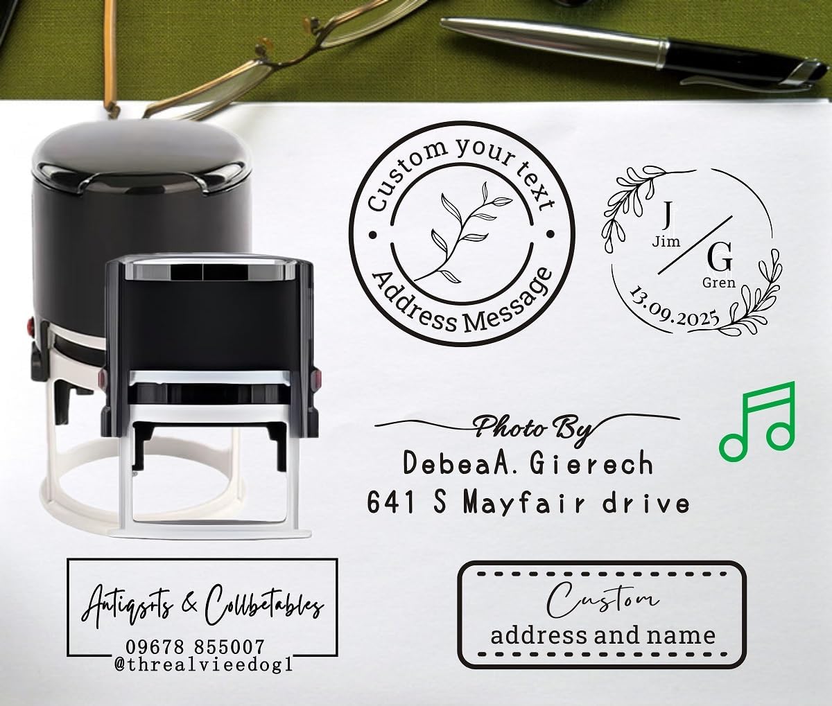 Multi-Size Custom Stamps Self Inking Personalized Logo Name Image Return Address Rubber Stamps for Office Business Personal Use(Rectangle-0.5x1.5inch)