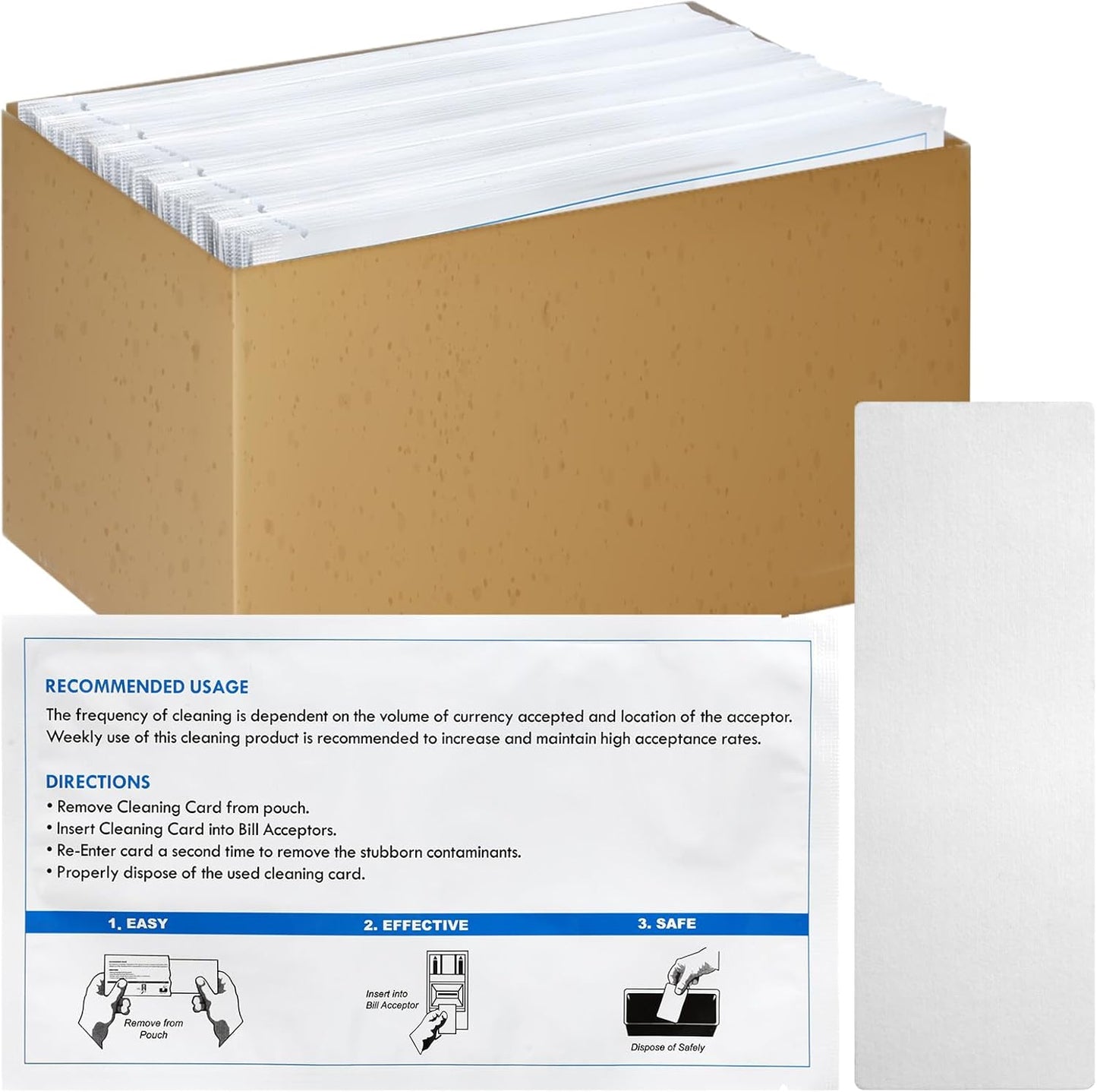 30 Pcs 2.5" x 7.5" Presaturated Bill Validator Cleaning Cards Compatible with All Bill Validators, Readers and Currency Counters