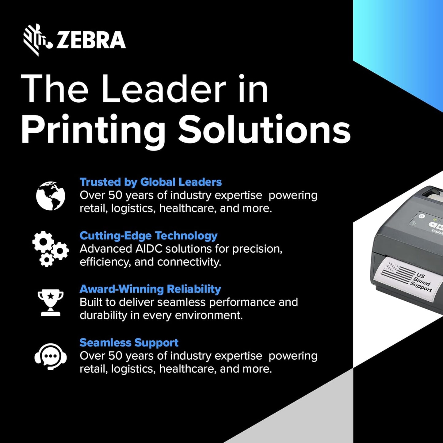 Zebra ZD421 Direct Thermal USB 203 dpi | ZD4A042-D01M00EZ 4 inch Width | No Thermal Ribbon Required