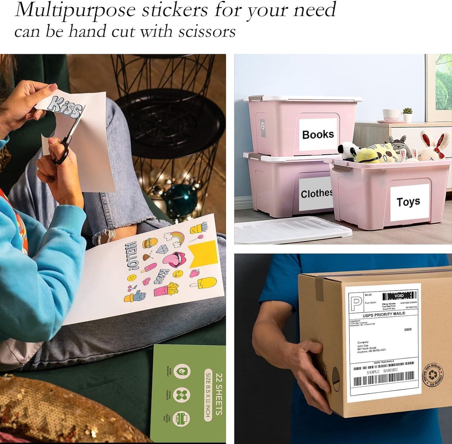 30 Full Sheets Sticker Paper for Laser & Ink Jet Printers, 8.5" x 11" Full Sheet Address Shipping Labels