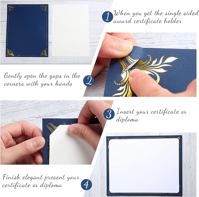 Fainne 100 Pcs Certificate Holder Foil Border Bulk 8.5 x 11 Inch Single Sided - Image 3