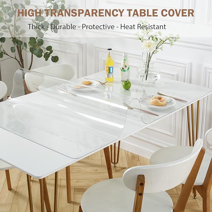 LovePads 1.5mm Thick 24 x 72 Inch Clear Table Cover Protector, Plastic Table - Image 2
