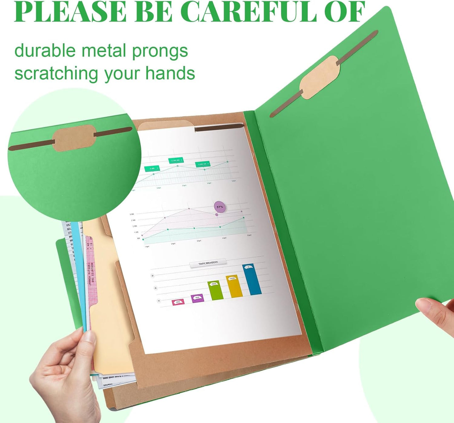 24 Pcs Classification Folders Letter Size, 2 Pocket Dividers Pressboard File Folder with Fasteners, Expanding File Organizer Bulk for Teachers, Clergy, Office, Church, Christmas (Green)
