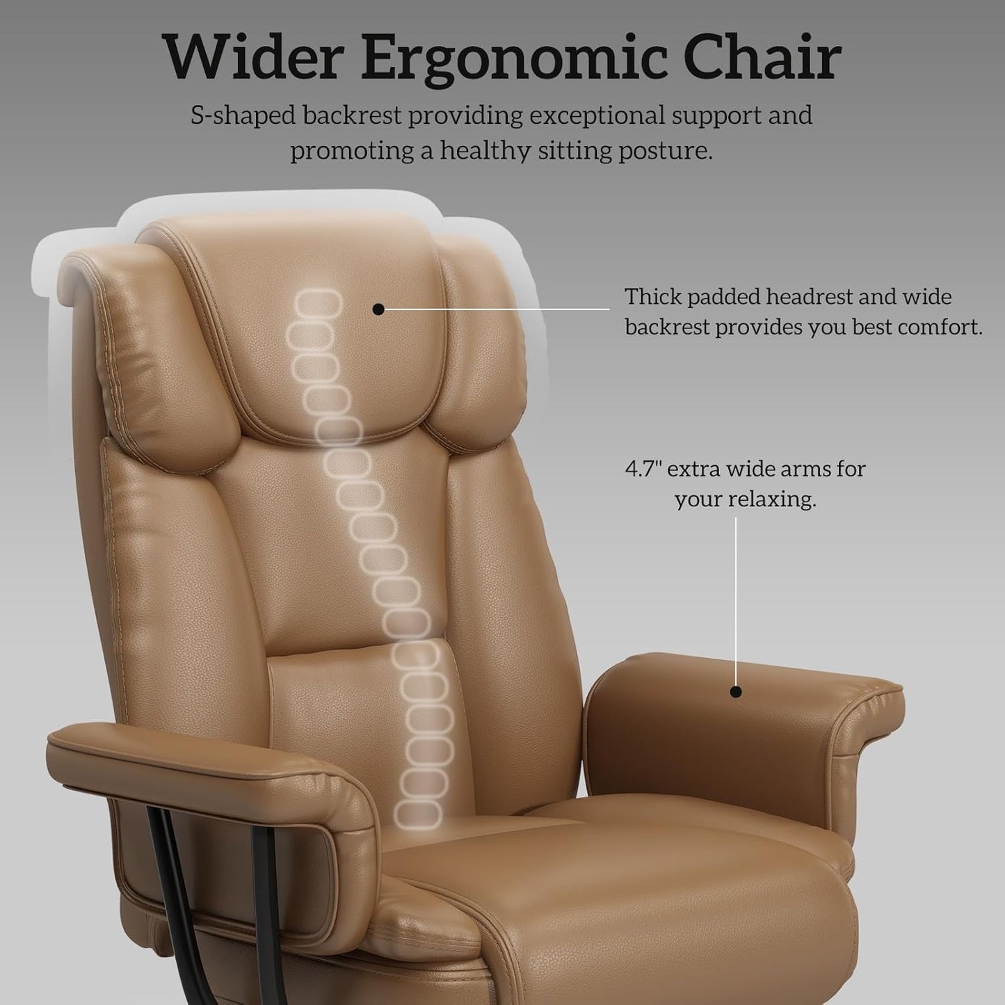 GYI Criss Cross Chair with Wheels, 160°Big and Tall Reclining Office Desk Chair with High Back, Wide Seat, Arms, Footrest, Brown
