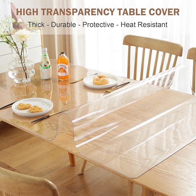 LovePads Clear Table Cover Protector, 40 x 84 Inch 2mm Thick Plastic Table Cover - Image 2