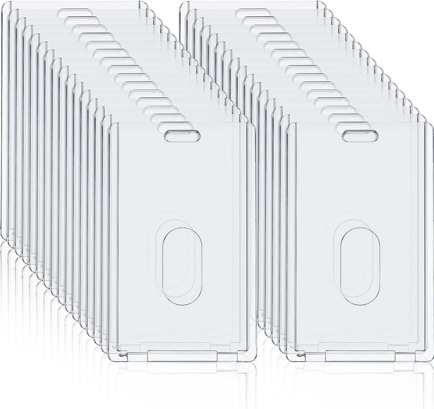 Chinco 30 Pcs Vertical Acrylic Badge Holders Waterproof Clear ID Holder Heavy Duty Card Holder Plastic Protector Cover Transparent Badge Protector Vertical in Office Products