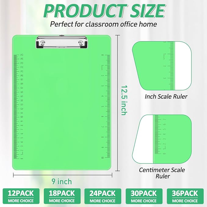 Plastic Clipboards, PANDRI 30 Pack Clear Colored Clipboards, Low Profile Clip - Image 2