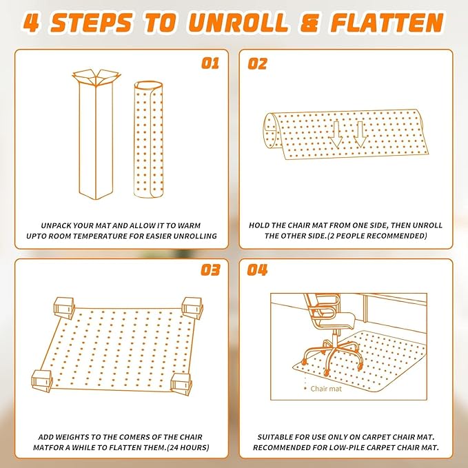 Office Chair Mat for Carpet Floors, Desk Mats 48"X36" for Rolling Desk on Low - Image 7