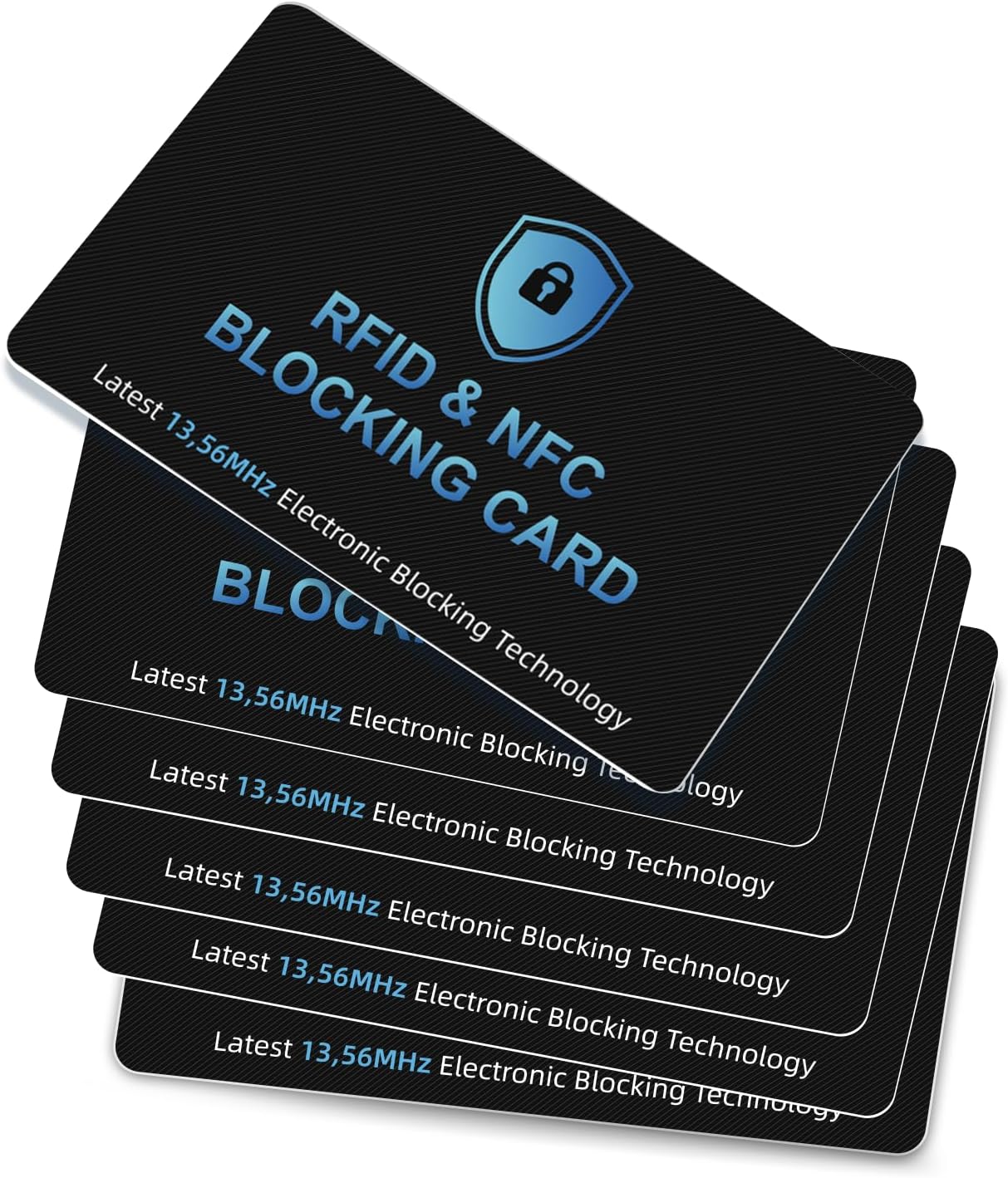 6 Pack RFID Blocking Cards Premium Contactless NFC Debit Credit Card Passport Protector Blocker Set for Men & Women, Smart Slim Design Perfectly fits in Wallet/Purse (6)
