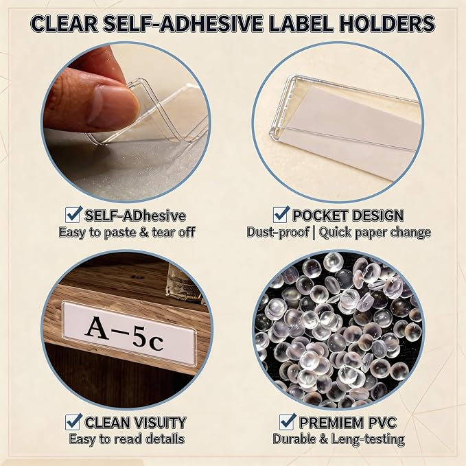 Self Adhesive Label Holders, ELEMGULY 104 Pack Adhesive Shelf Tag Shelf Label - Image 4