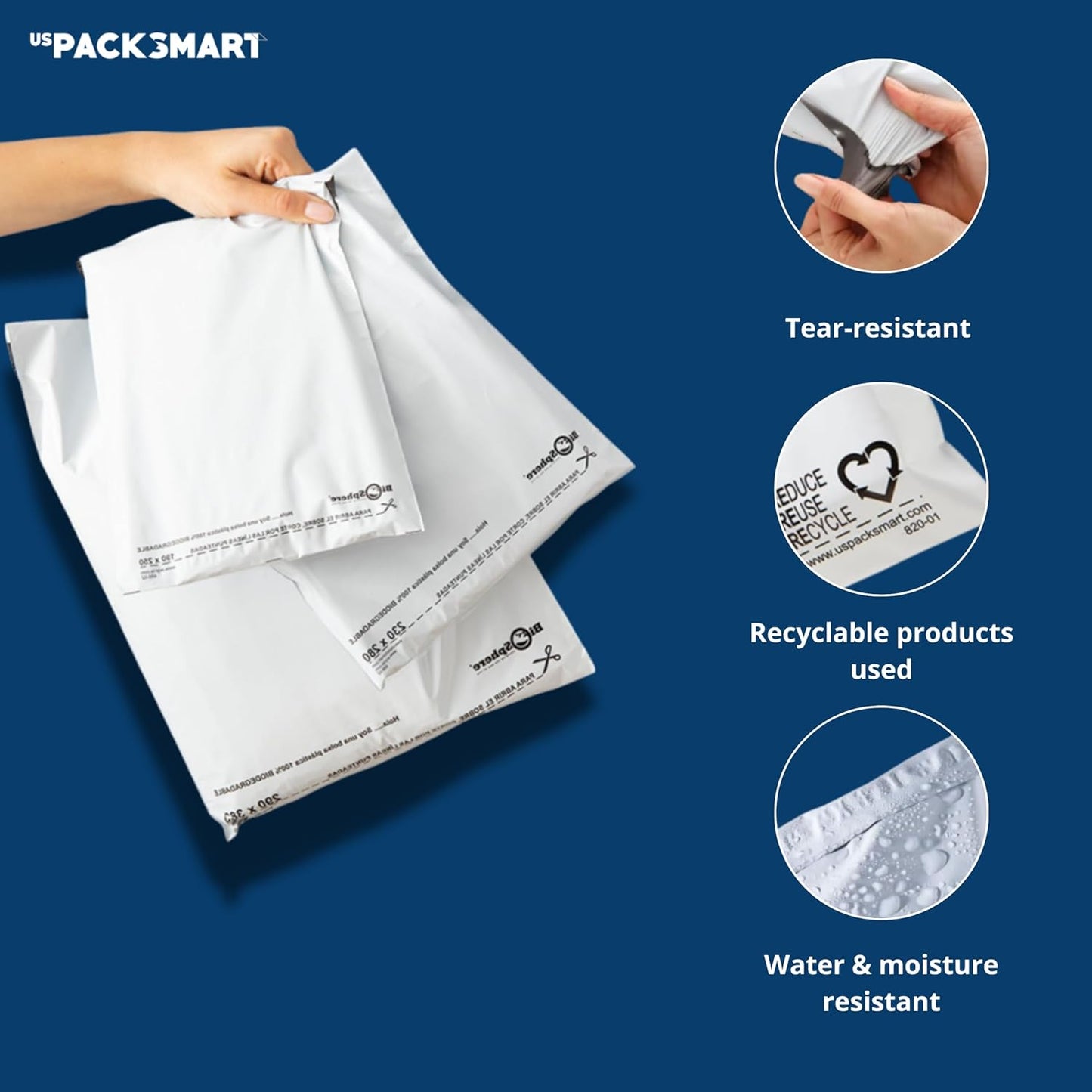 Black Plastic Poly Mailers 10"x13" | Shipping Bags for Clothing, Books & Accessories | Durable Shipping Envelopes | Waterproof and Tear-Proof with Strong Self-sealing Adhesive | 100-Pack