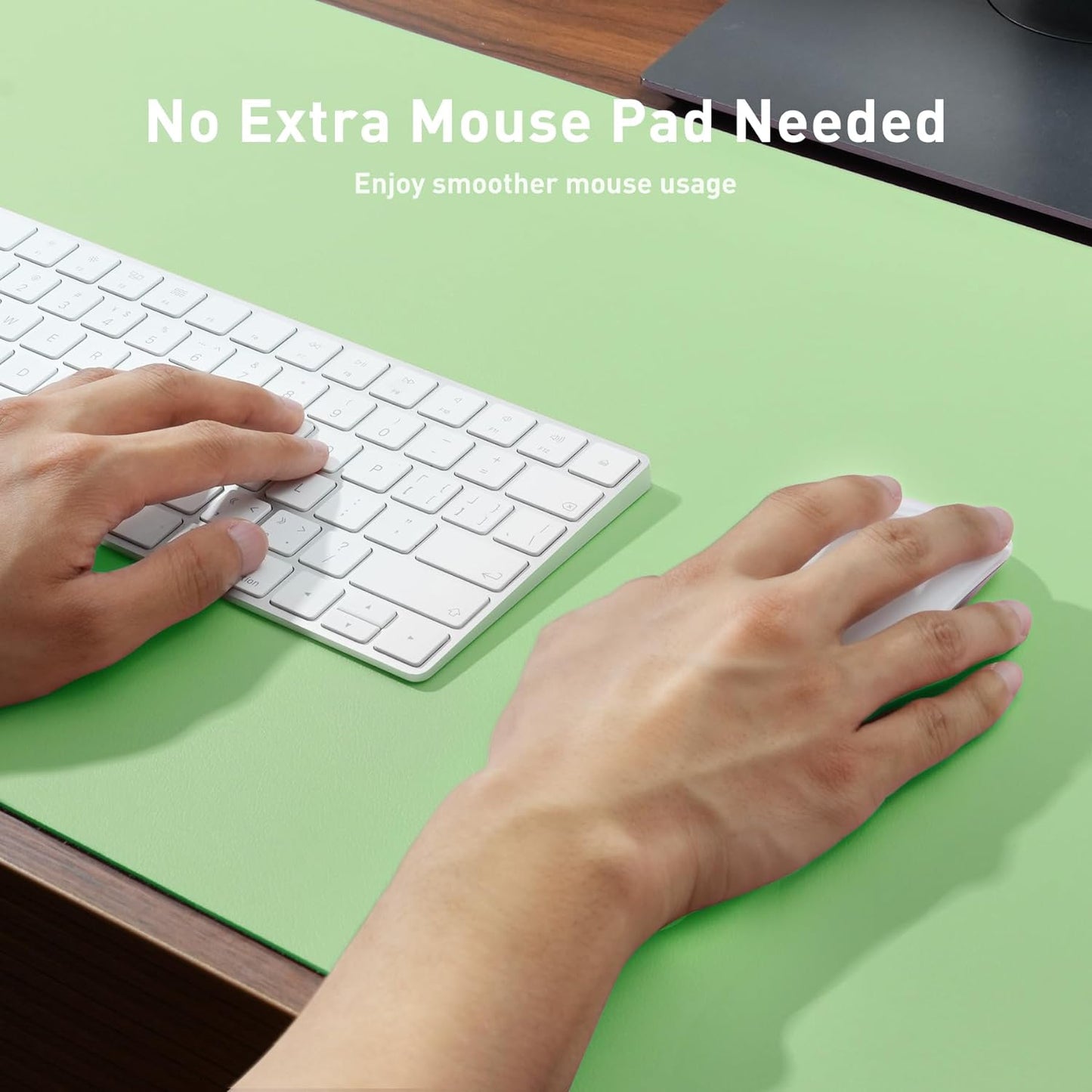 Aothia Leather Desk Pad Protector, Mouse Pad, Office Desk Mat, Non-Slip PU Leather Desk Blotter, Laptop Desk Pad, Waterproof Desk Writing Pad for Office and Home (36" x 17", Foam Green)