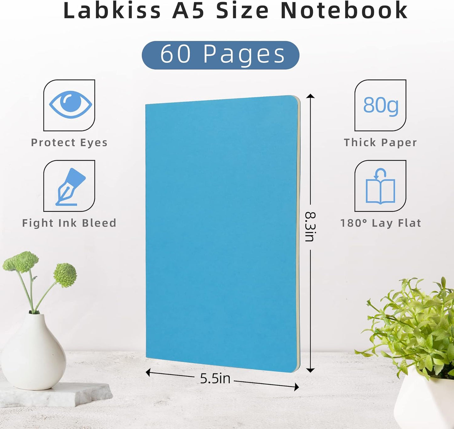 24 Pack College Ruled Notebook & Journal Bulk, Multi Cover, Line Thick Paper, A5 Size, 5.5x8.3 inch, 60 Page, Small Subject Composition Note Pad Set for Women Men Kids Traveler Student Office
