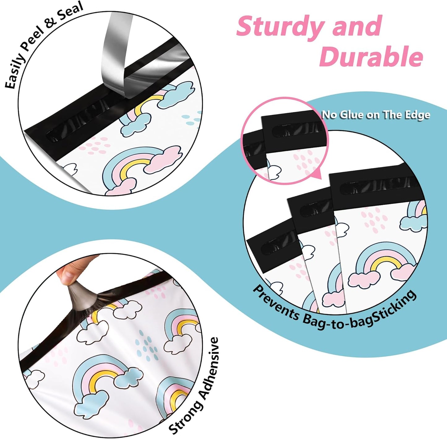 Poly Mailers 10x13 Inch 25 Pcs - Rainbow Printed Shipping Bags, 2.4mil Thickness, Waterproof and Tear Resistant Mailing Envelopes, Self-Sealing Packaging Bags for Small Business
