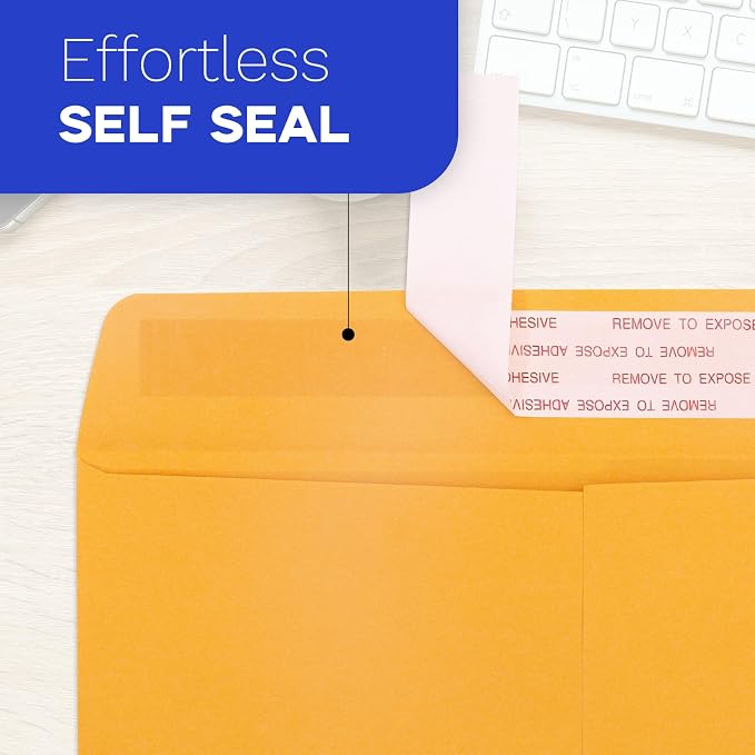 Manilla Envelopes 9x12 Self Seal 100 PCS, Goefun Brown Kraft Large Envelopes - Image 2