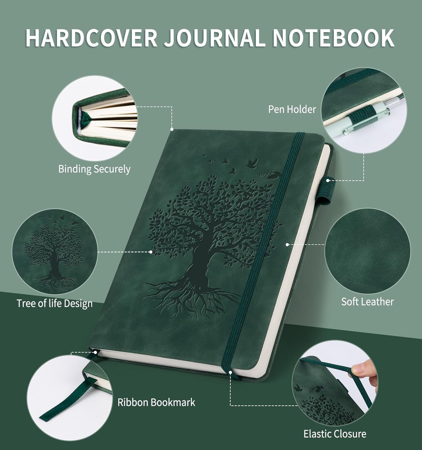 Lined Journal Notebook for Women Men, A4 Hardcover Leather Journals for Writing, 200 Pages Thick Paper, Daily Journal Notebook for Work, School, Note Taking, Business, Travel, College Ruled
