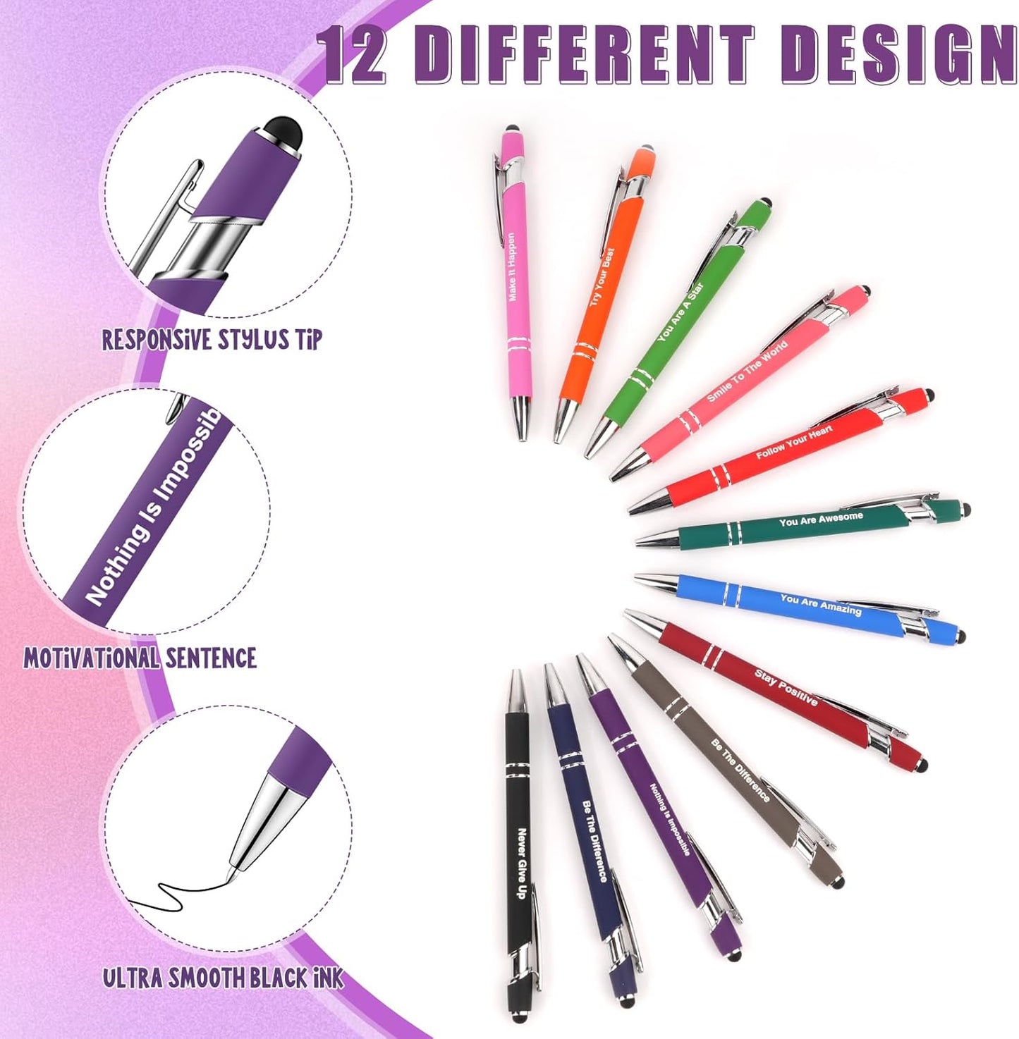 96 Pcs Bulk Motivational Pens Inspirational Notepads Set, Small Pocket Motivational Quote Notebooks and Ballpoint Pens, Mini Journals Gift Set for Kids Students Teachers School Office Prizes Supplies