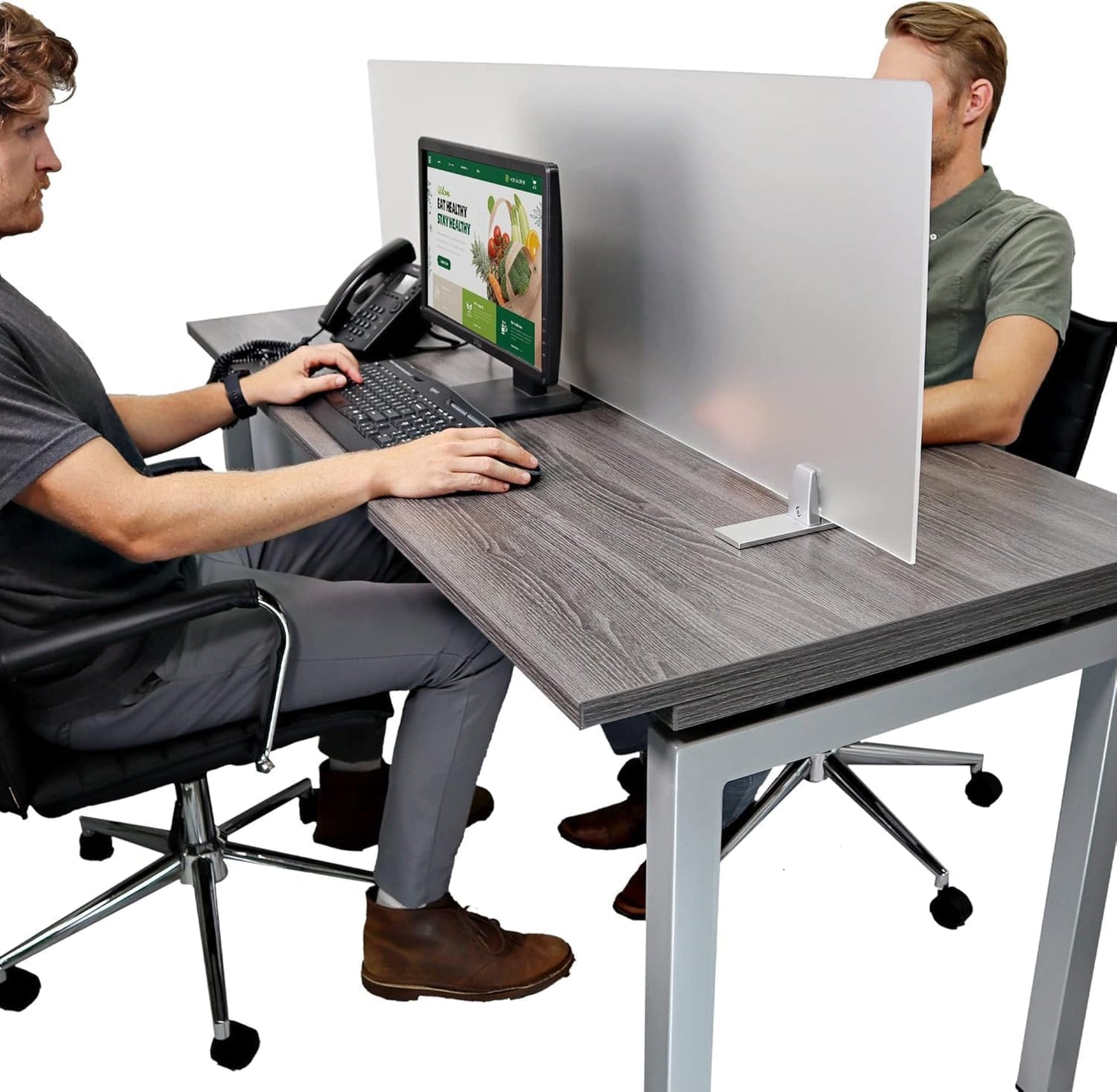 OBEX Acrylic Free Standing Screen, Divider for Desk Privacy Home & Office Partitions for Table Top Workstation, Portable Cubicle Panel for Work, 18" x 72", Frosted