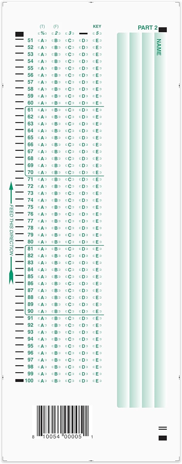 Official Scantron Brand 882-E Answer Sheet (50 Pack)
