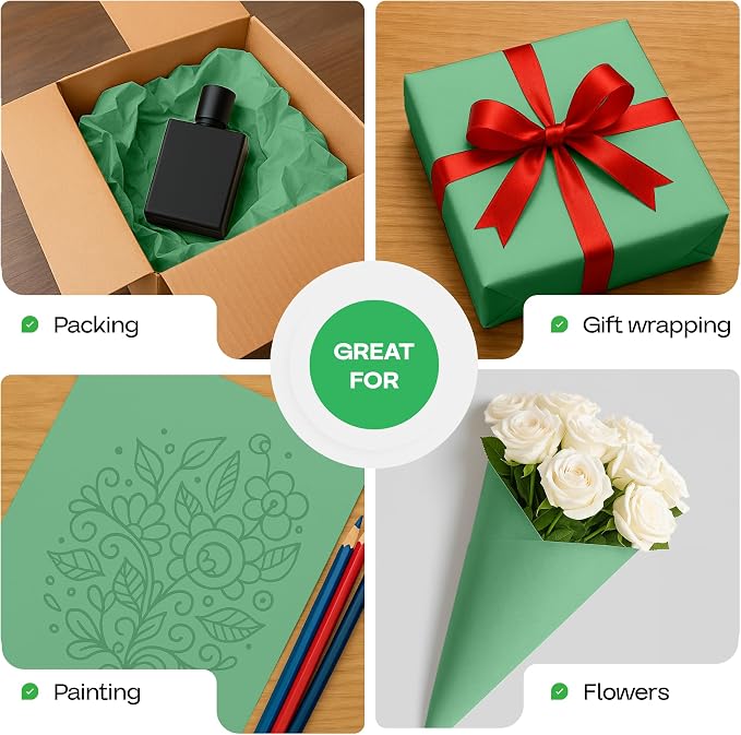 Christmas Green Kraft Paper Roll 12" x 1200" - Image 6
