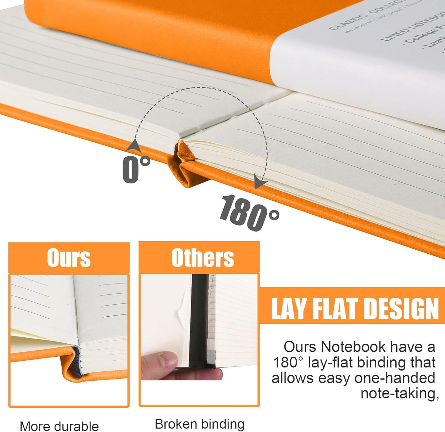 Lined Journal Notebook, (Orange), 160 Pages, Medium 5.7 inches x 8 inches - 100 gsm Thick Paper, Hardcover