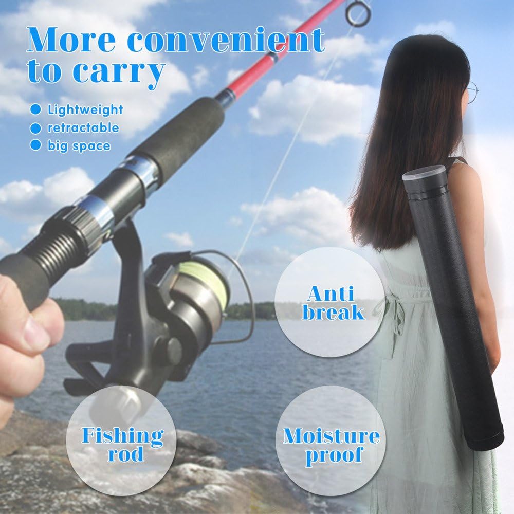 DEWEL Document Tube,Plastic Expanding Poster/Art/Document Storage Tube 24.5 to 40 inches Adjustable with Carrying Strap Waterproof and Light-Resistance Telescoping Carrying Case (Black-Large Size)