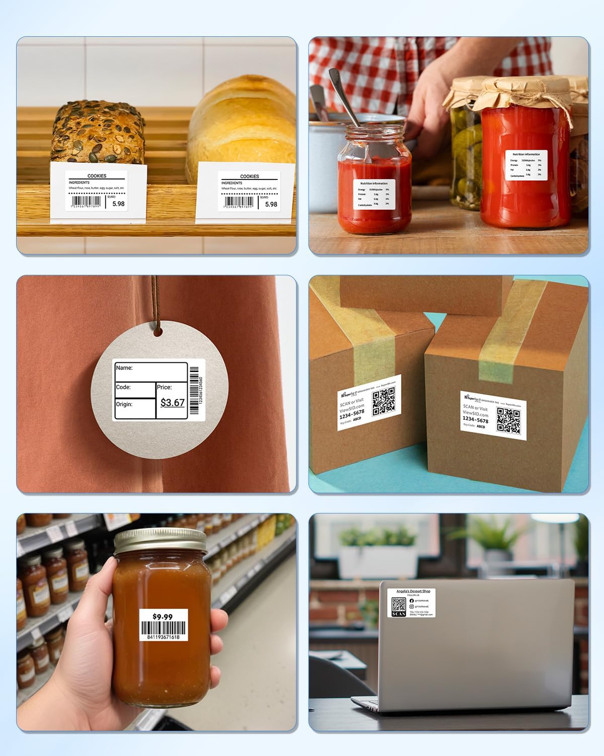 Thermal Labels - 1.96"X1.18" (50X30MM), Compatible with Label Maker Machine M100/ M110/ M150/ M220/ M250/ M108/ M221, Multi-Purpose Adhesive Thermal Labels, Black on White, 230 Labels/Roll
