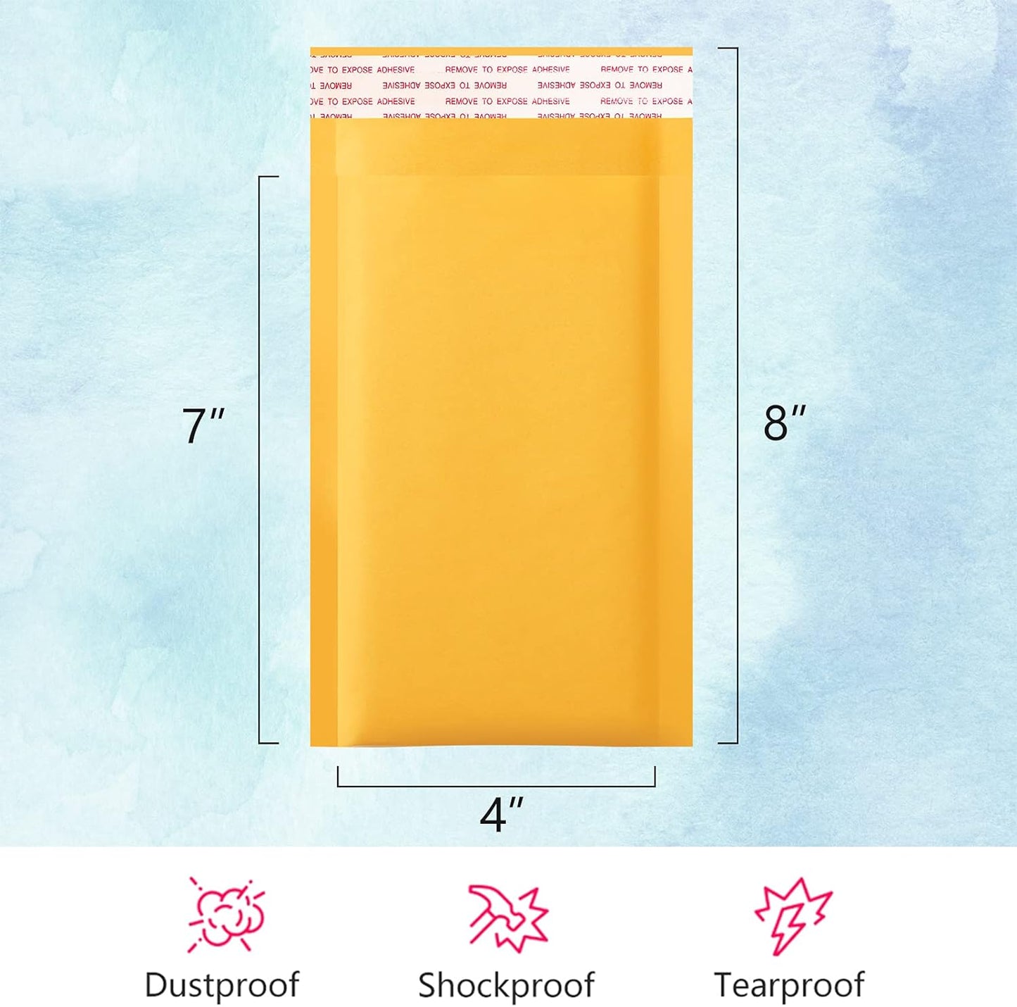 UCGOU Kraft Bubble Mailers 4x8 Inch 50 Pack Usable Size 4x7 Inch Yellow Padded Envelopes #000 Small Business Mailing Packages Self Sealing Tear Resistant Boutique Bulk Mail Shipping Bags