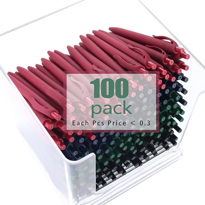 Deegtran 100 Pack No Bleed Blue Barrel Click Pens, Wholesale Retractable - Image 3