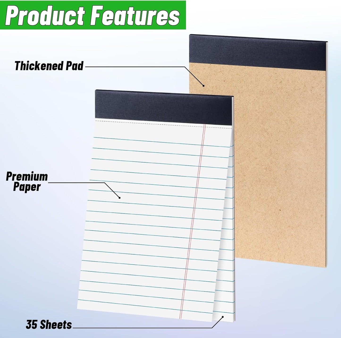 48 Pack Legal Pads Bulk,5 x 8 Inch Yellow Notepad, Note Pads College Ruled Perforated Memo Pad for Work Study Daily Note Taking List, Lined Writing Pads Memo Refills Notepads for Office Home School