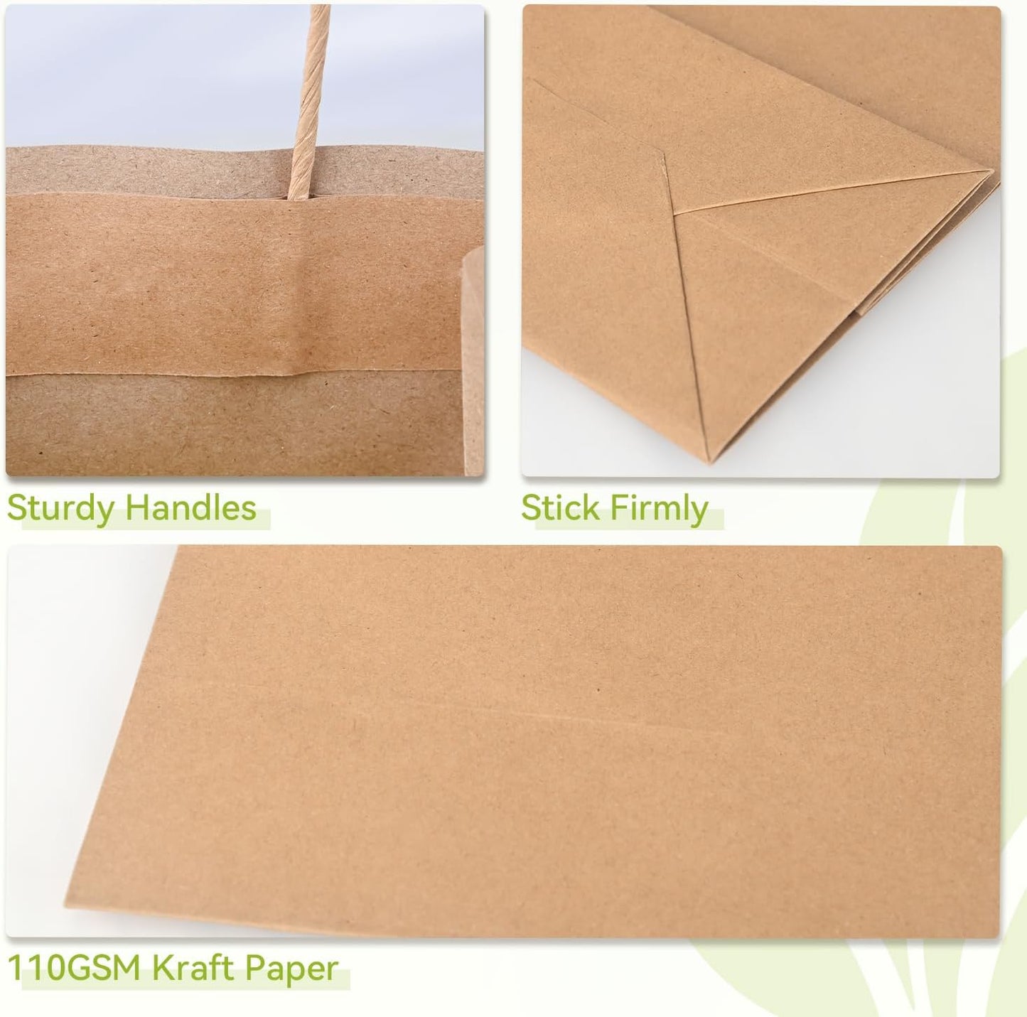 Brothersbox Brown Gift Bags with Handles 100PCS, 8 * 4.76 * 10 Inch Medium Kraft Paper Bags Bulk for Craft Shopping Business Party Favor Retail Birthday Grocery