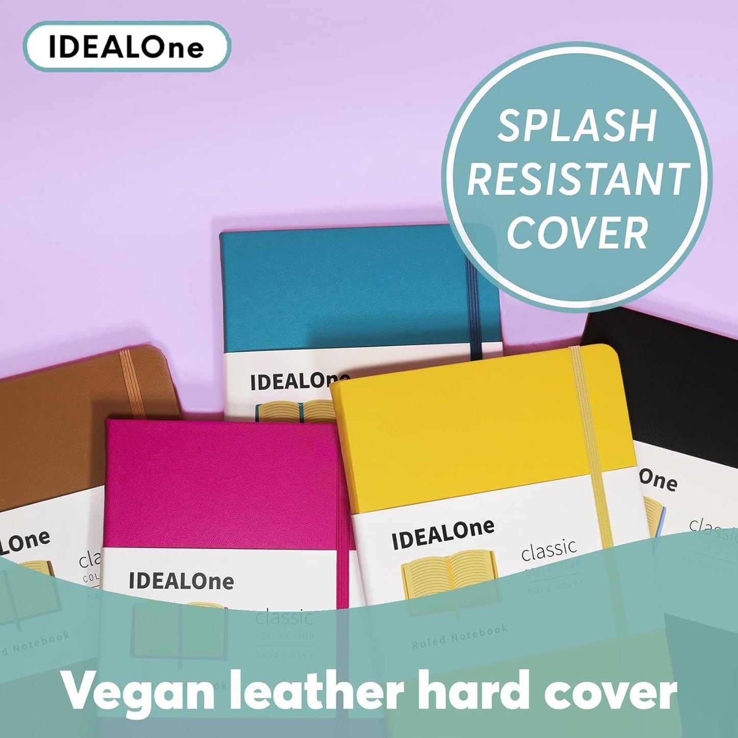 IDEALOne Hardcover Leather Journal Notebook Lined–A5 (5.7x8),College ruled Journaling Notebooks,160 pages,100GSM Thick Paper,Journal for Women,Men,Teens-Fuschia Pink