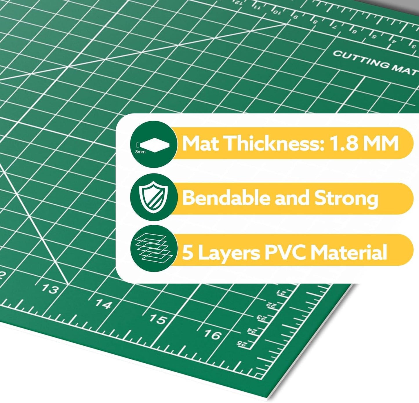 10 Pack Self Healing Cutting Mat 12" x 18" Rotary Cutting Sewing Mat A3, 5-Ply Cutting Board for Crafting, Sewing, Scrapbooking, Quilting and Precision Cutting
