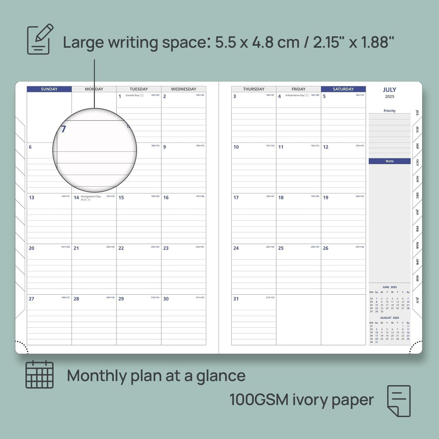POPRUN Academic Planner 2025-2026, 8.5'' x 11.25'', Quarter-Hourly Appointment Book (July 2025-June 2026) with PU Leather Soft Cover, Dual Pockets, Monthly Tabs, 100GSM Thick Paper - Brown