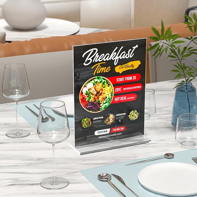 3 Pack Acrylic Sign Holder 8.5 x 11 Inches, Vertical Flyer Display, Table Paper - Image 5