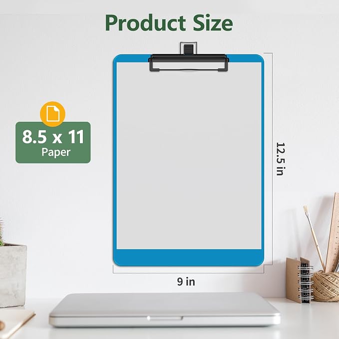 Blue Clipboard with Pen Holder, 8.5 x 11 Clip Boards - Image 2