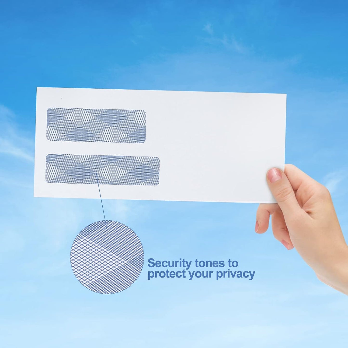500#9 Double Window Security Envelopes, PANDRI NO.9 Self Seal White Envelopes Designed for Invoices, Business Statements & Documents - Number 9 Size 3 7/8 Inch X 8 7/8 Inch - 24 LB