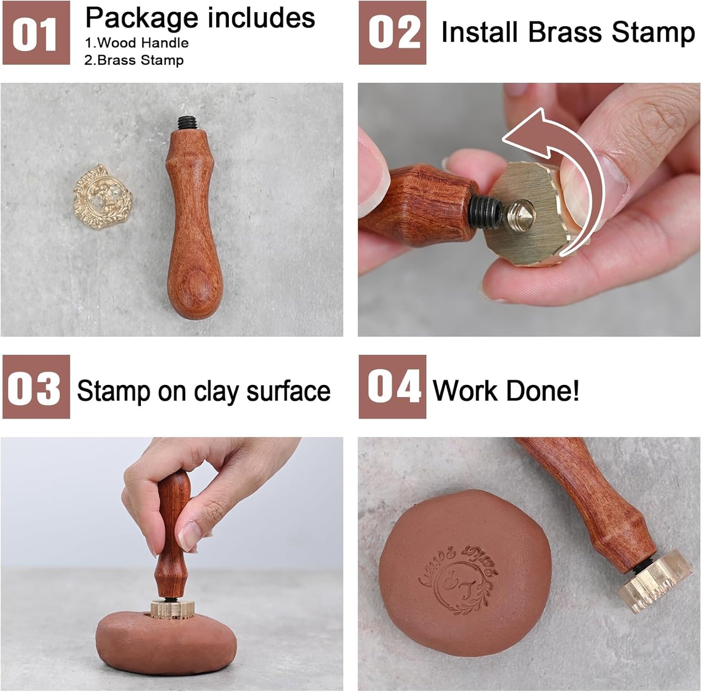 KAINSY Custom Pottery Stamp, Personalized Clay Stamp with Own Design, Create Unique Imprints in Pottery, Handcrafted Potters Lovers Gift, Polymer Clay Tools (2 inch)