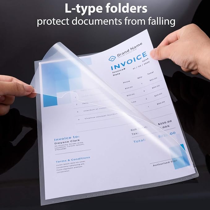 WOT I 48 Pack Plastic Clear Document Folders - Image 2