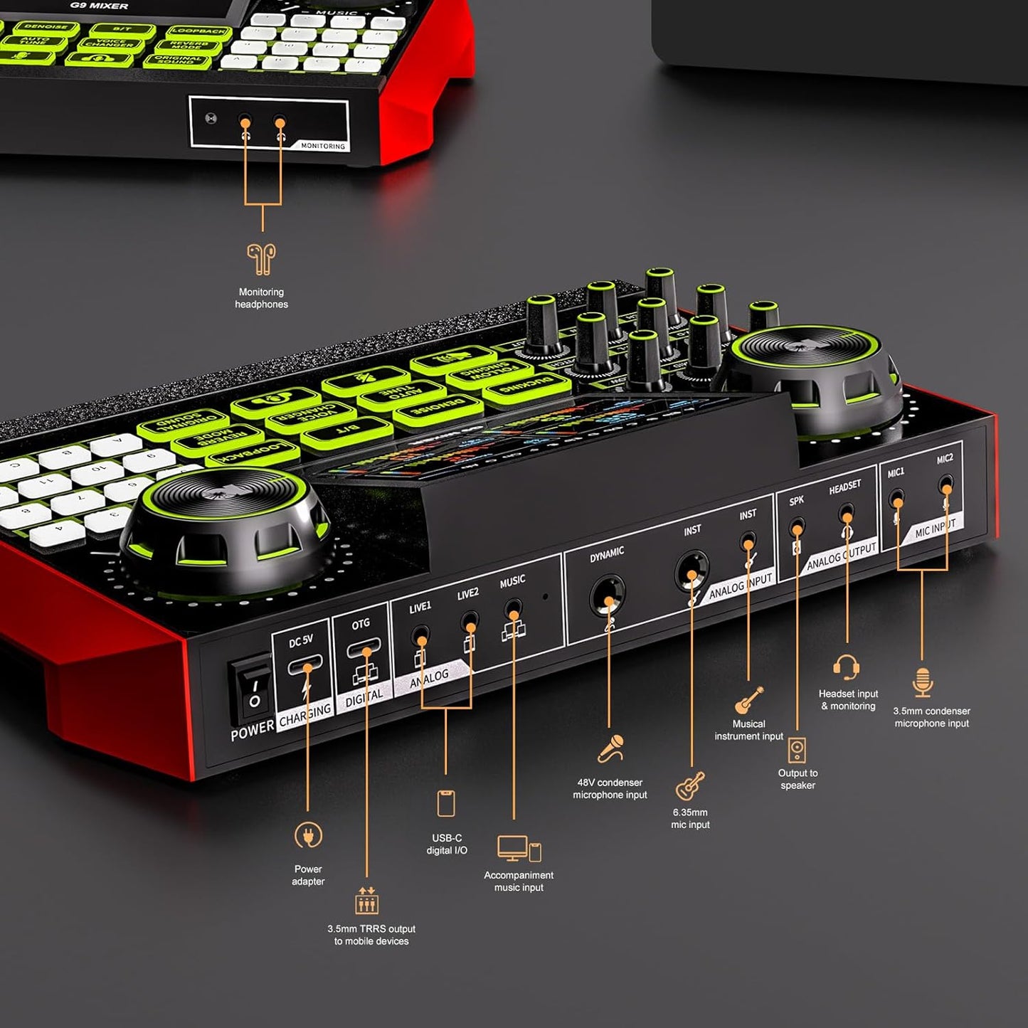 podcast equipment bundle, Live Sound Card with Audio Interface, All-in-One Audio Mixer with Voice Changer, Condenser Microphone for Live Streaming, Singing, Gaming, and Content Creation.