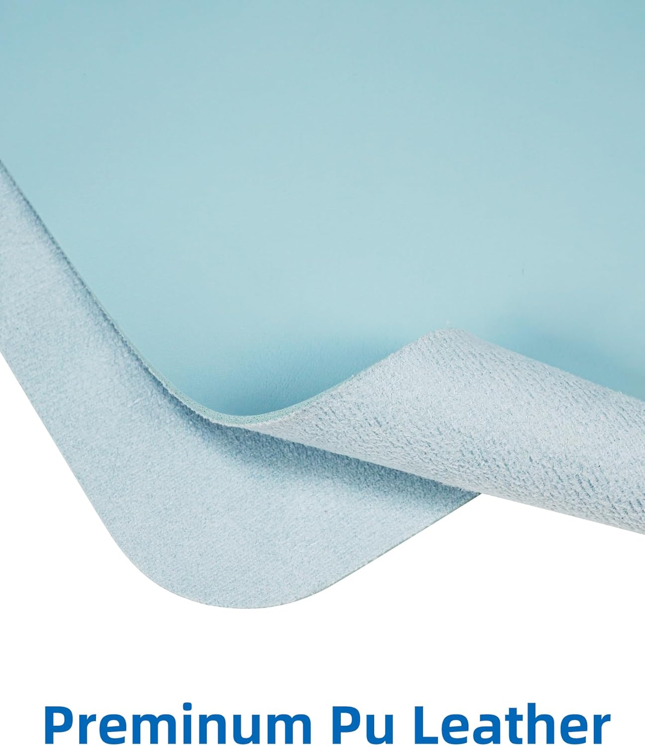 AFIING Leather Desk Pad Protector,Mouse Pad,Office Desk Mat, Non-Slip PU Leather Desk Blotter,Large Desk mat,Waterproof Keyboard mat for Office/Home/Decor (Light Blue,35"" x 17"")