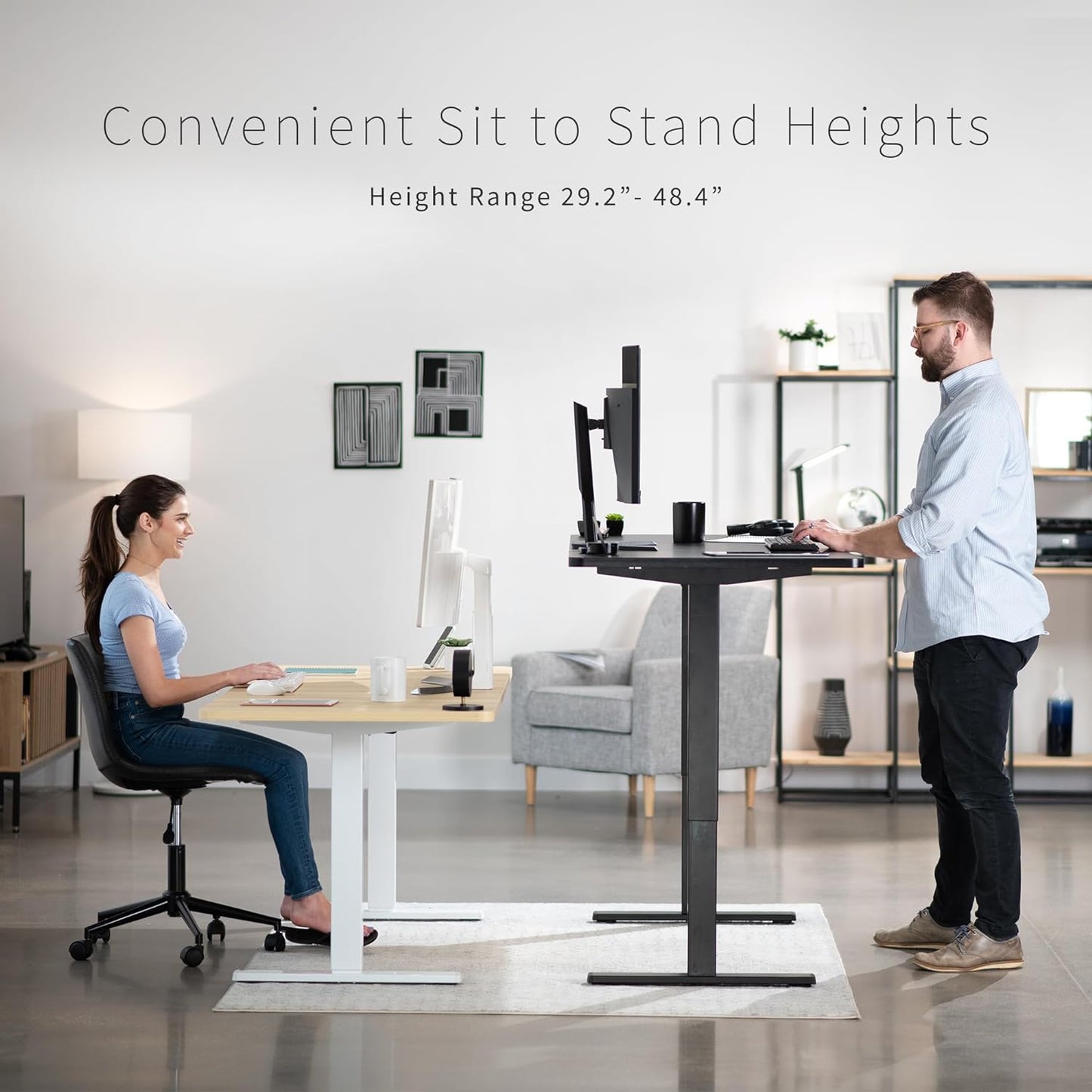 VIVO Electric 71 x 30 in Rustic Standing Desk, Memory Height Adjustment, 1B Series, Vintage Brown Top Black Frame, DESK-KIT-1B7N