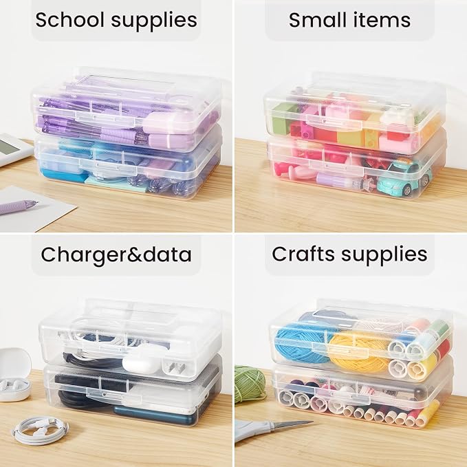 Sooez Plastic Pencil Case Box 6 Pack, Colored Large Craft Storage Bulk - Image 6