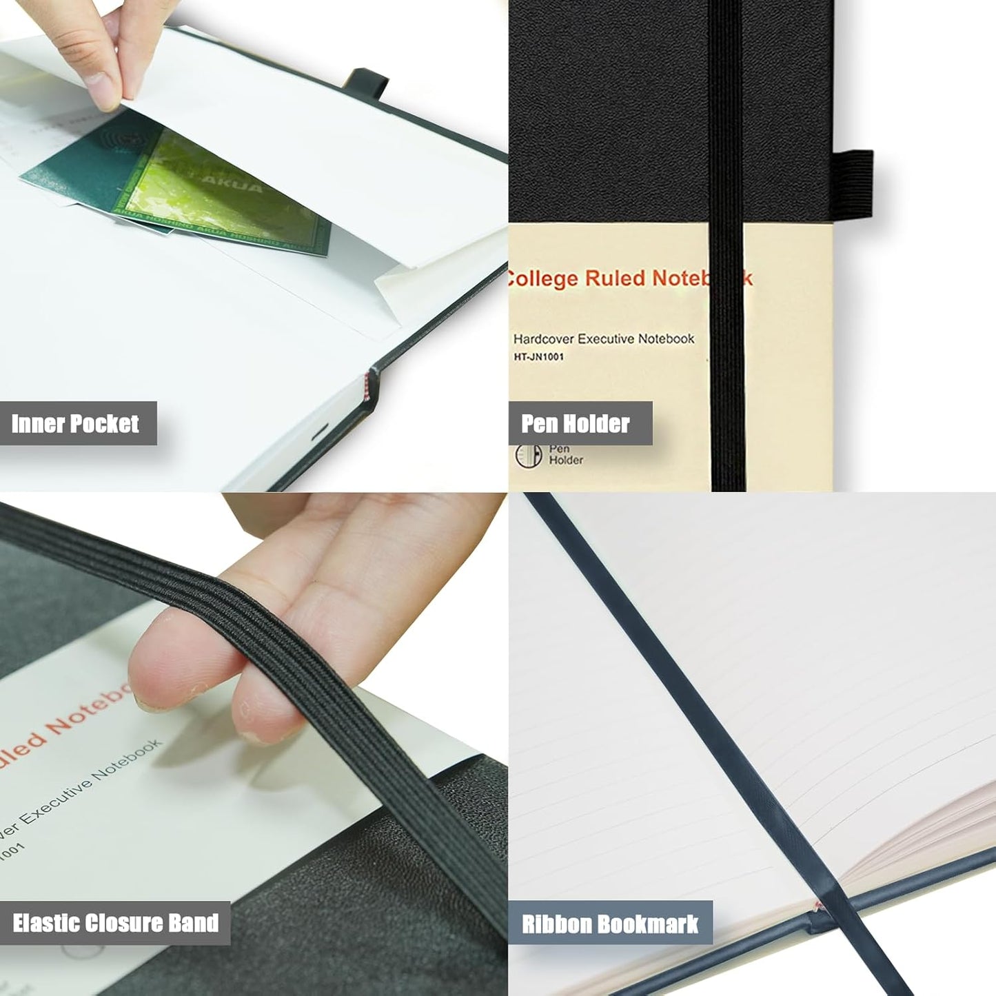 8 Pack Lined Journal Notebooks,A5 Hardcover Notebooks, 5.5 x 8.3 inch, 100GSM, 160 Pages, Classic College Ruled Notebooks for Writing/Work/Travel/College (Black)