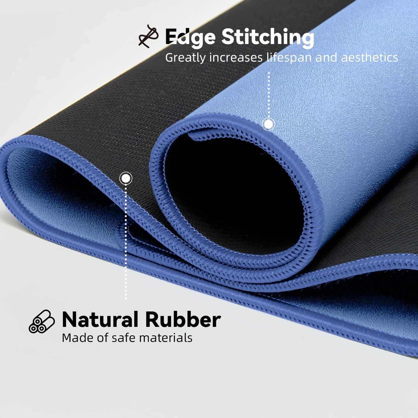 Waterproof Large Gaming Mouse Pad with Durable Stitched Edges, Non-Slip Rubber Base, Grainy Jacquard Mouse Mat Desk Pad for Home Office Gaming, 27.5"*11.8"*0.12", Blue