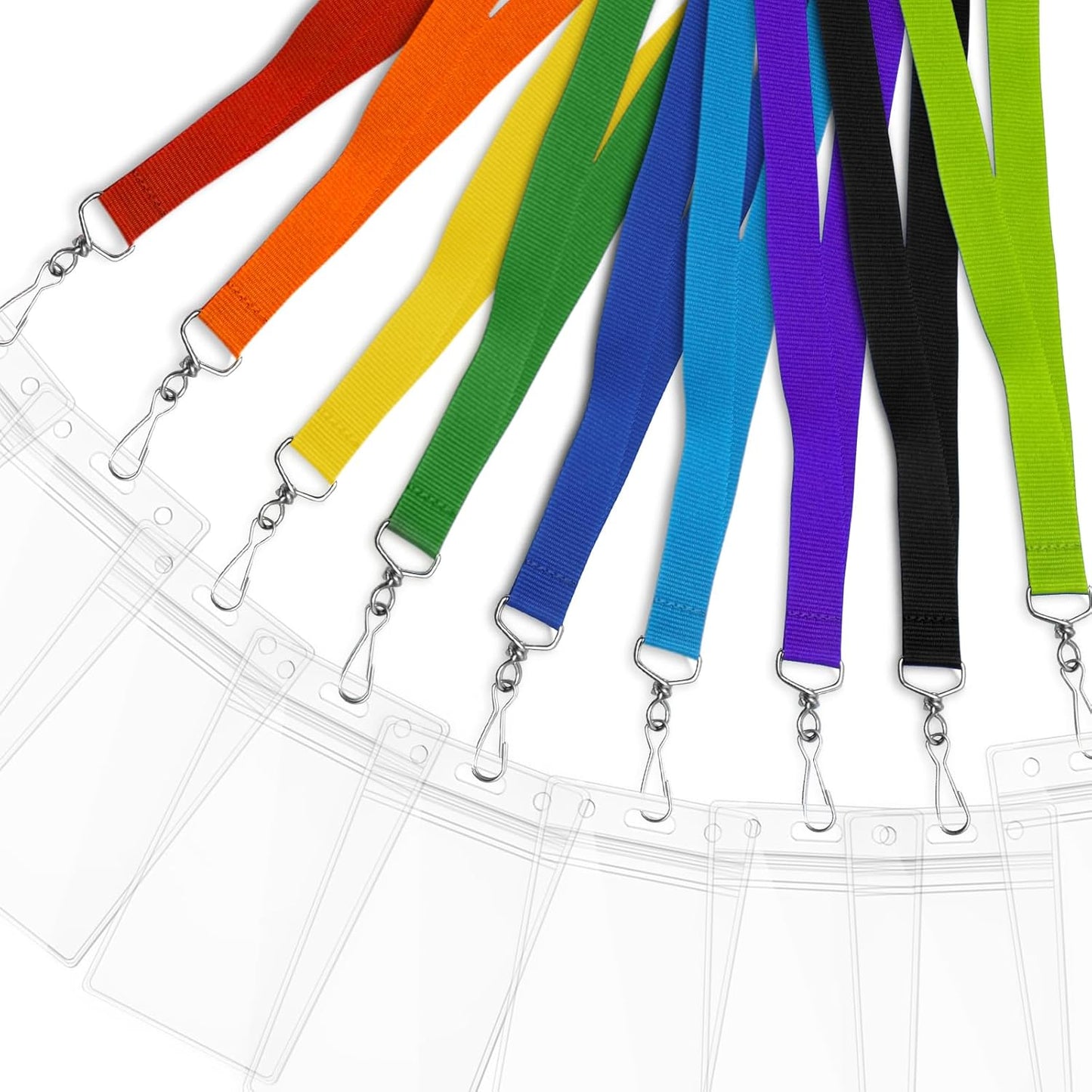 12 Pack Red Breakaway Lanyards with Waterproof Badge Holders, Metal Hook, Polyester Neck Straps for ID Cards, Events, Office, and Schools