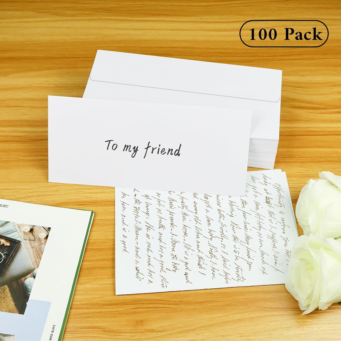 100 Pack #10 Business Envelopes, White Standard Envelopes Self Seal, Letter Size Business Mailing Envelopes for Checks Letters Invoices Statements Birthday Graduation Wedding,4 1/8 x 9 1/2 Inch