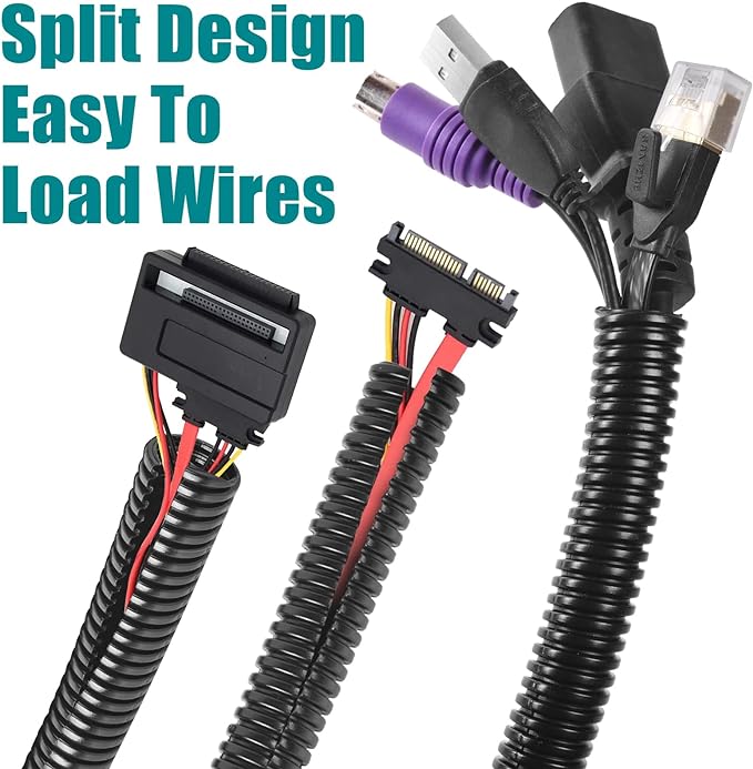 3/8 Inch Wire Loom Split Tubing - 25 ft Cord Protector Electric Wires Covers - Image 2